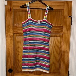 Gap Multicolor Crochet Dress with Bright Stripes NWT